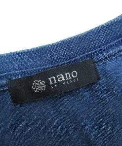 a■ナノユニバース/nano universe インディゴ染め 無地 Vネック Tシャツ【L】ネイビー/MENS/113【中古】