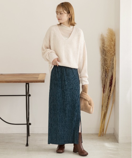 ad thie ニット セーター 畦編み Vネックニット レディース - 画像 (7)