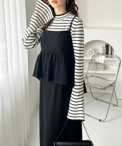 GeeRA ワンピース 「新色追加/S-LL展開」　1枚で旬スタイルが完成！細見えペプラムキャミワンピース