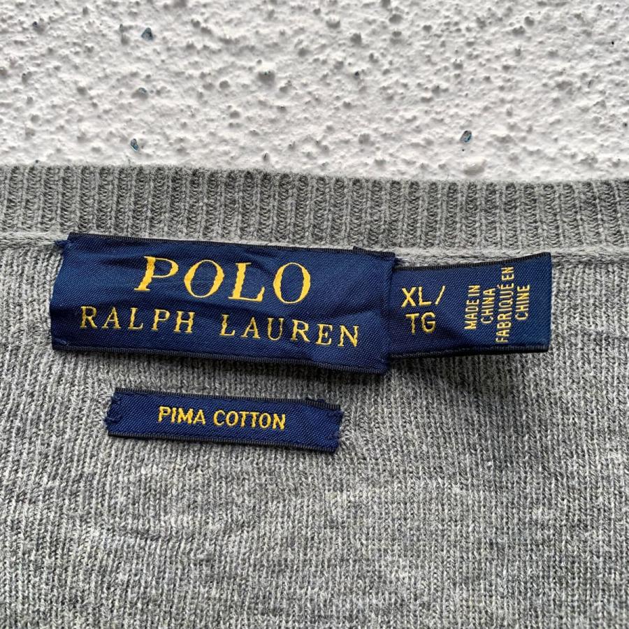 POLO RALPH LAUREN コットンニット セーター XL グレー ポロラルフローレン ビッグサイズ ワンポイントロゴ 古着卸 アメリカ仕入 a605-8246 - 画像 (6)