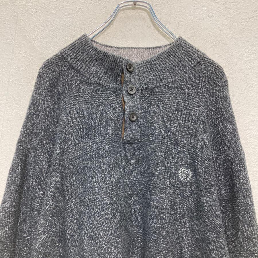 CHAPS コットン ハーフジップ ニット セーター 2XL ダークグレー チャップス ビッグサイズ ワンポイント 古着卸 アメリカ仕入 a610-6513